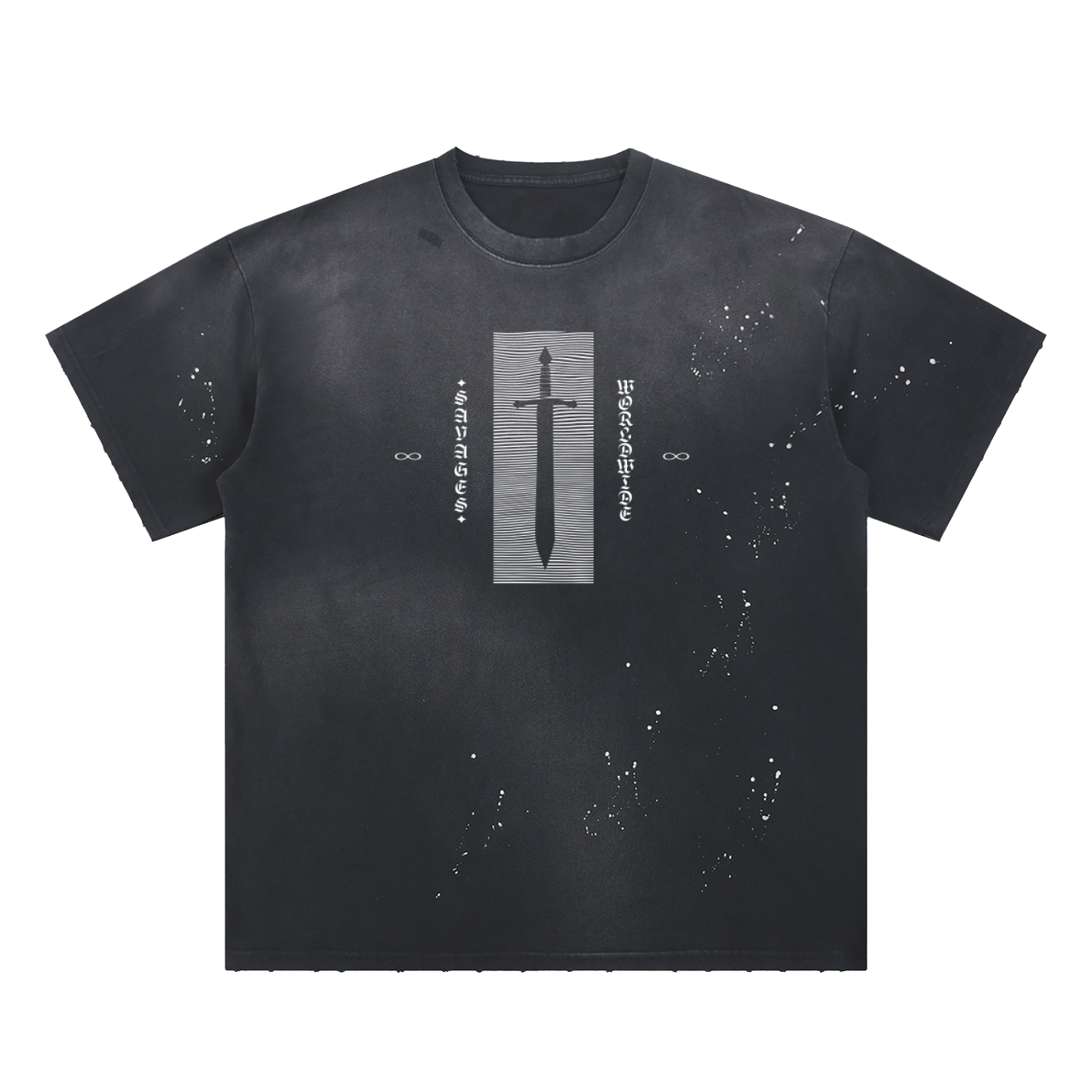 Hand-Frayed Savage Sunfade Paint Splatter T-Shirt