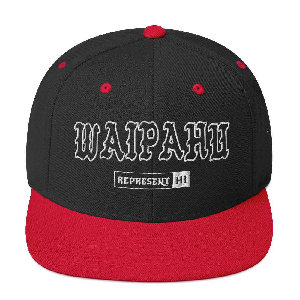 Waipahu Snapback Hat — Black/ Red — front view