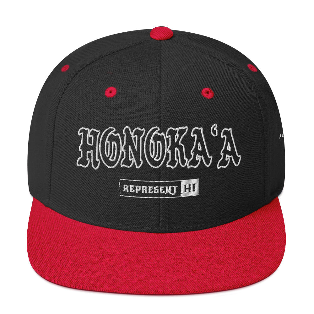 HonokaʻA Snapback Hat — Black/ Red — front view