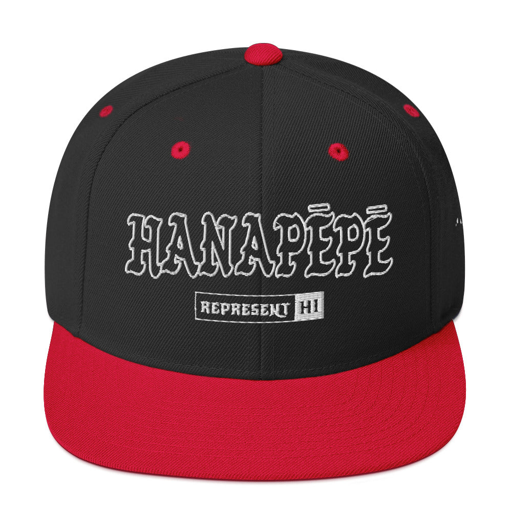 Hanapēpē Snapback Hat — Black/ Red — front view