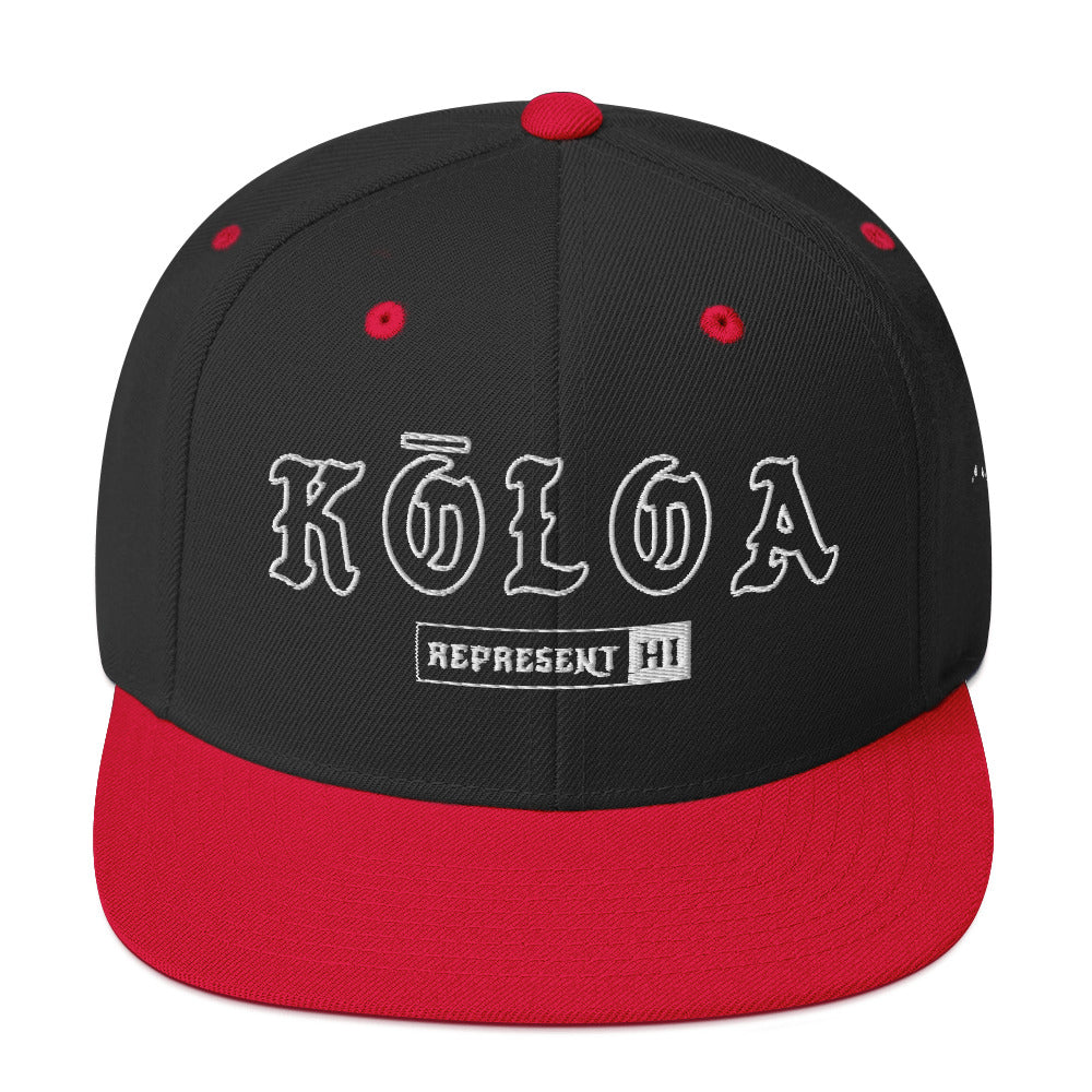 Kōloa Snapback Hat — Black/ Red — front view
