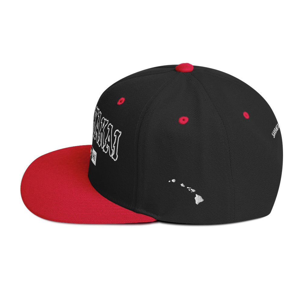 Kaunakakai Snapback Hat — Black/ Red — left side view