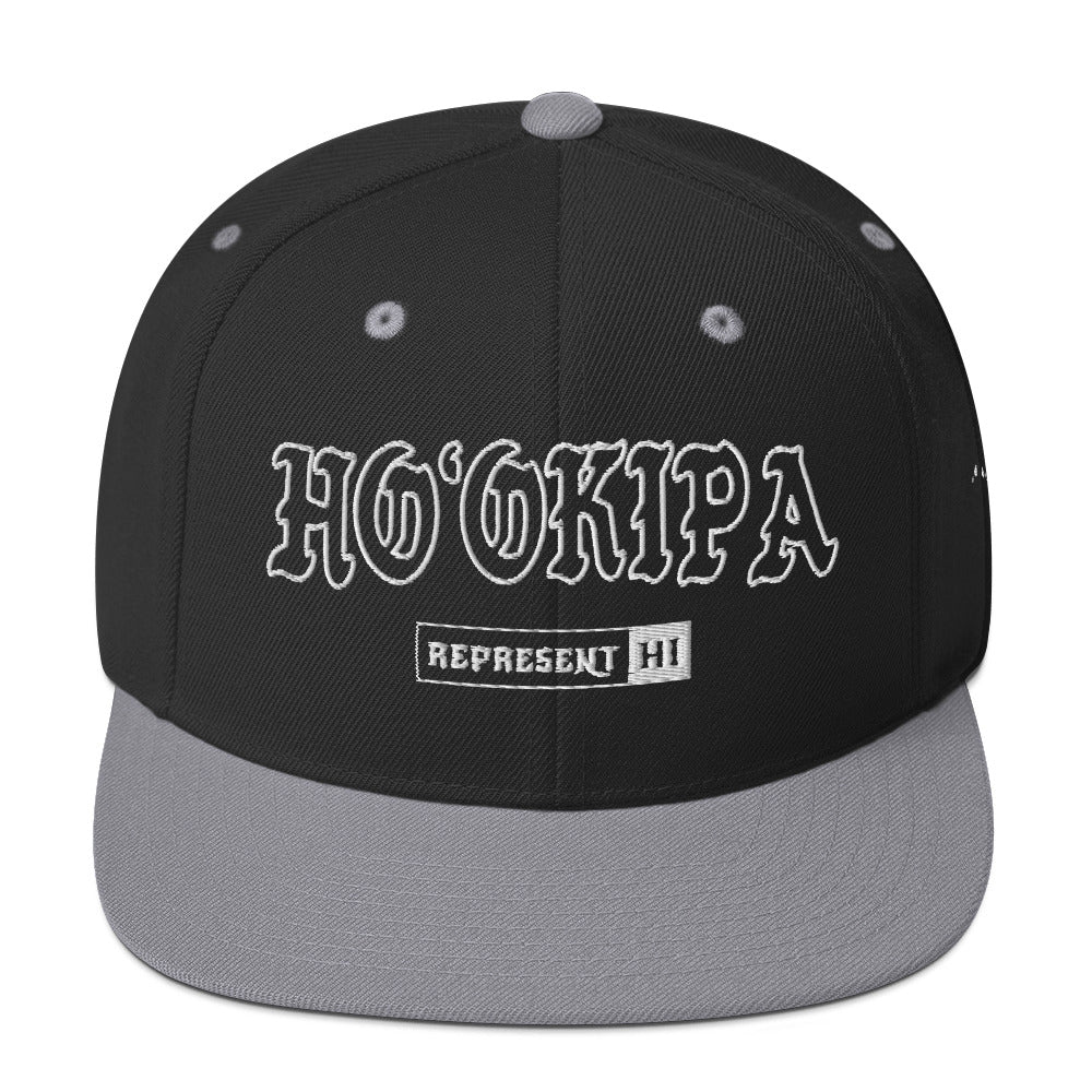HoʻOkipa Snapback Hat — Black/ Silver — front view