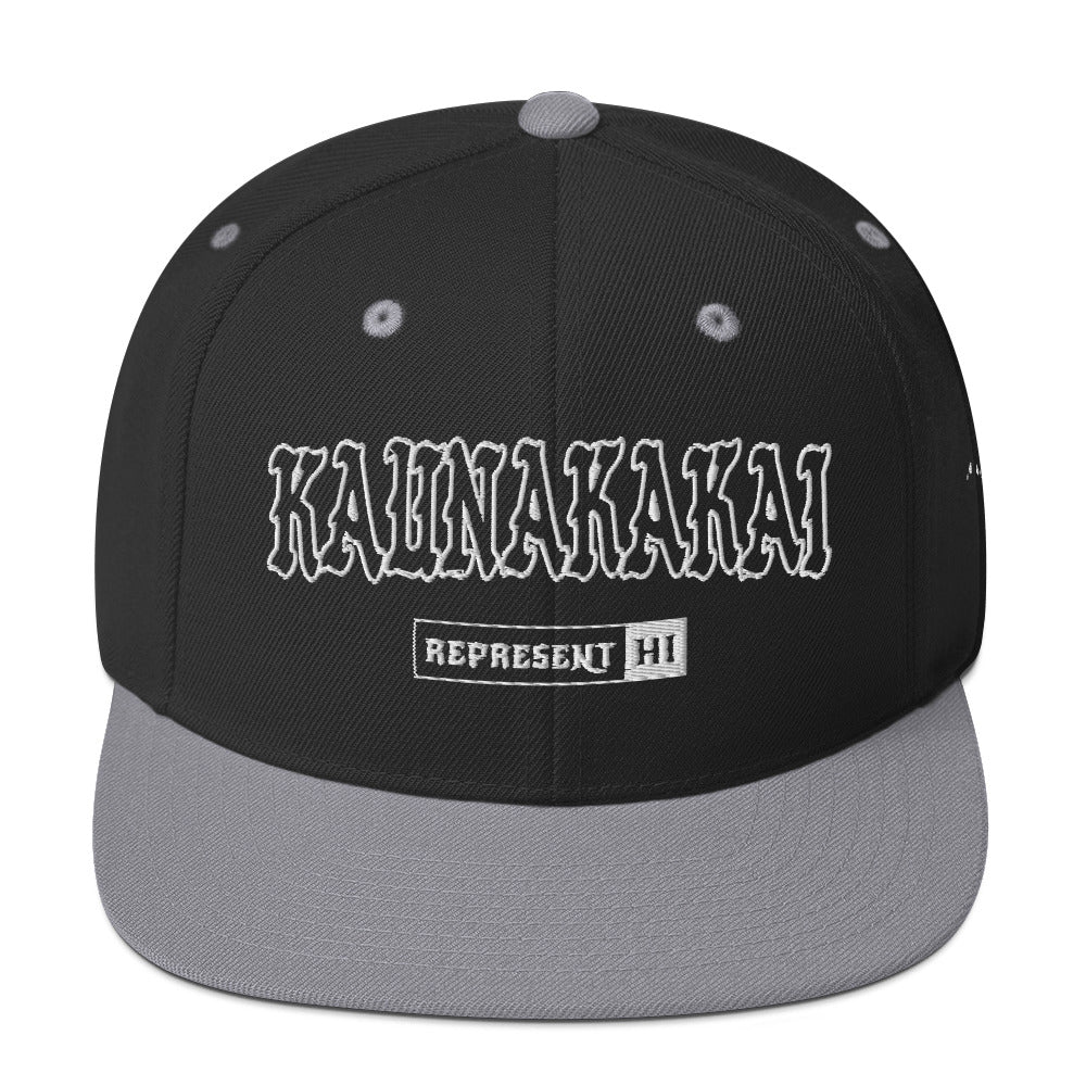 Kaunakakai Snapback Hat — Black/ Silver — front view