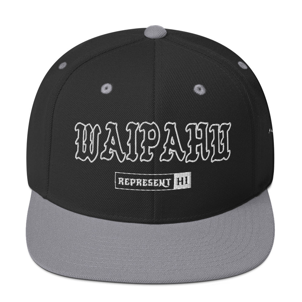 Waipahu Snapback Hat — Black/ Silver — front view