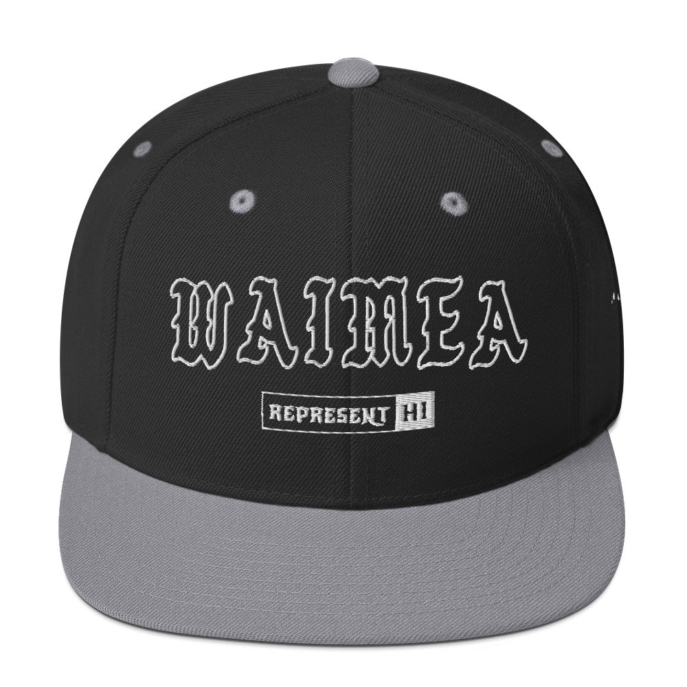 Waimea Snapback Hat — Hawaiʻi Island — Black/ Silver — front view