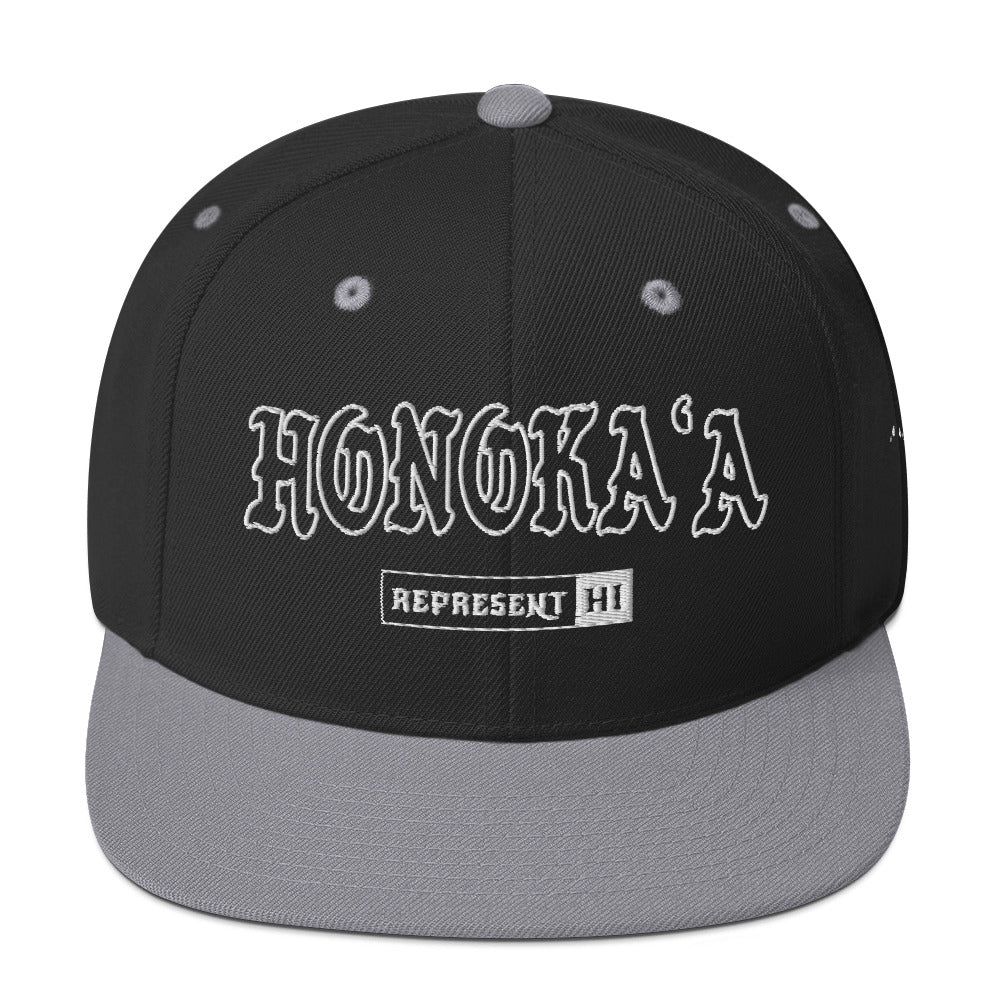 HonokaʻA Snapback Hat — Black/ Silver — front view