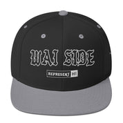 Wai Side Snapback Hat — Black/ Silver — front view