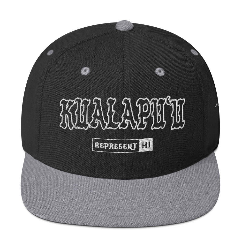 KualapuʻU Snapback Hat — Black/ Silver — front view