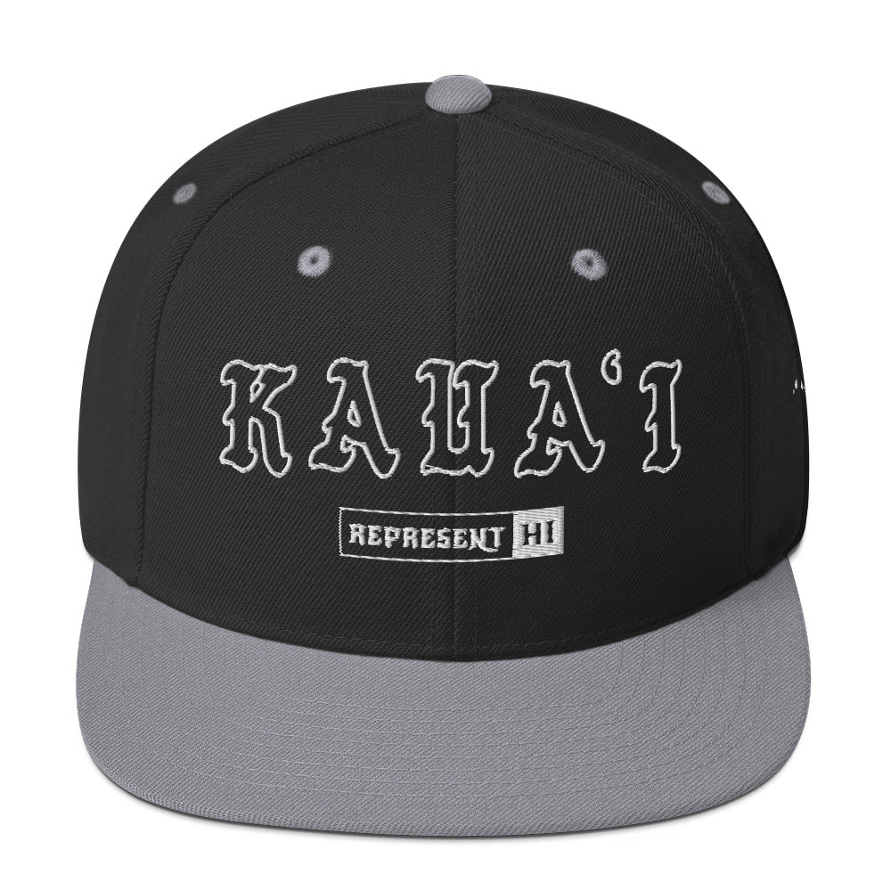 Kauaʻi Snapback Hat — Black/ Silver — front view