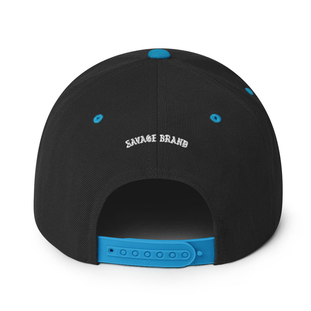North Shore Snapback Hat — Black/ Teal — back view
