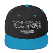 ʻEwa Beach Snapback Hat — Black/ Teal — front view
