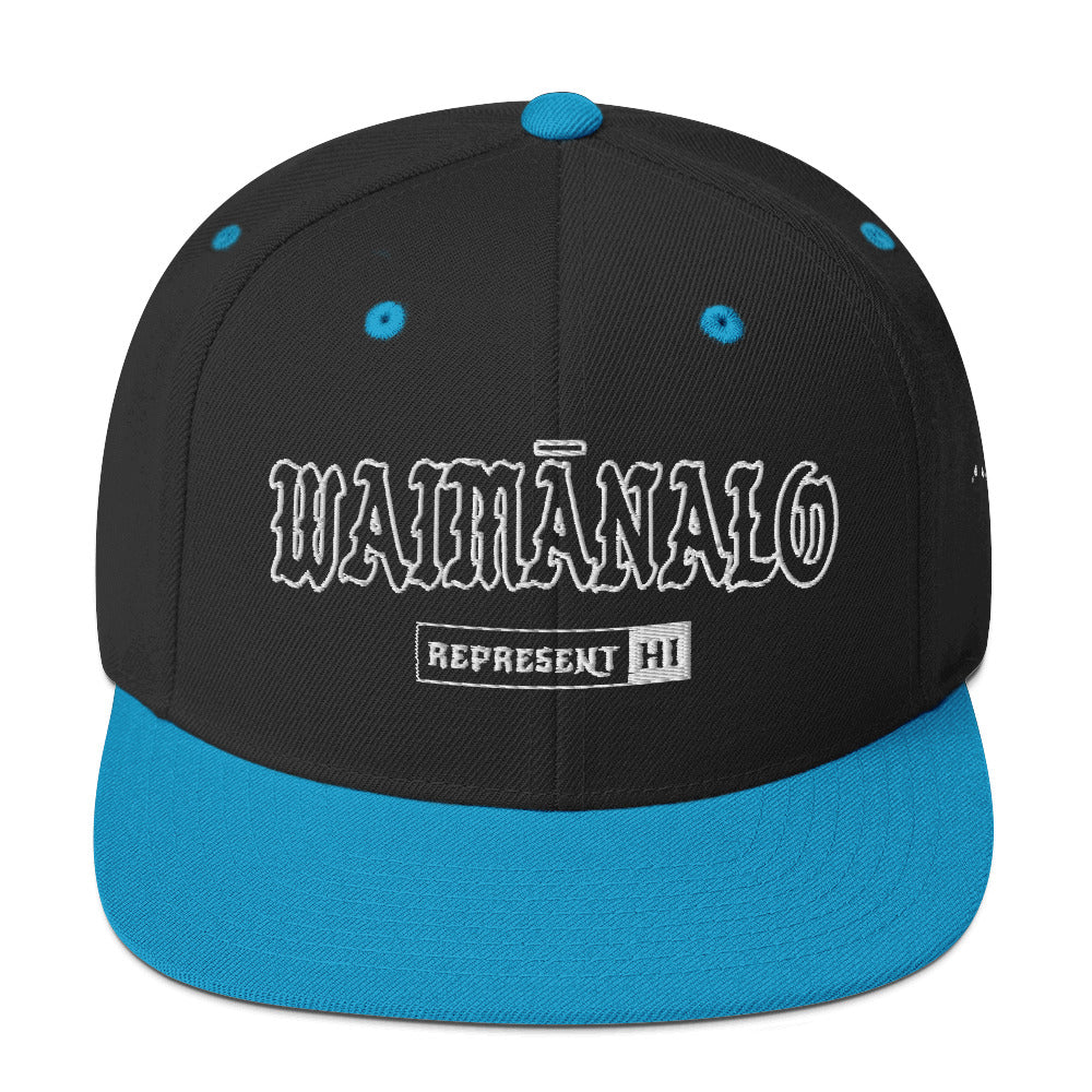 Waimānalo Snapback Hat — Black/ Teal — front view