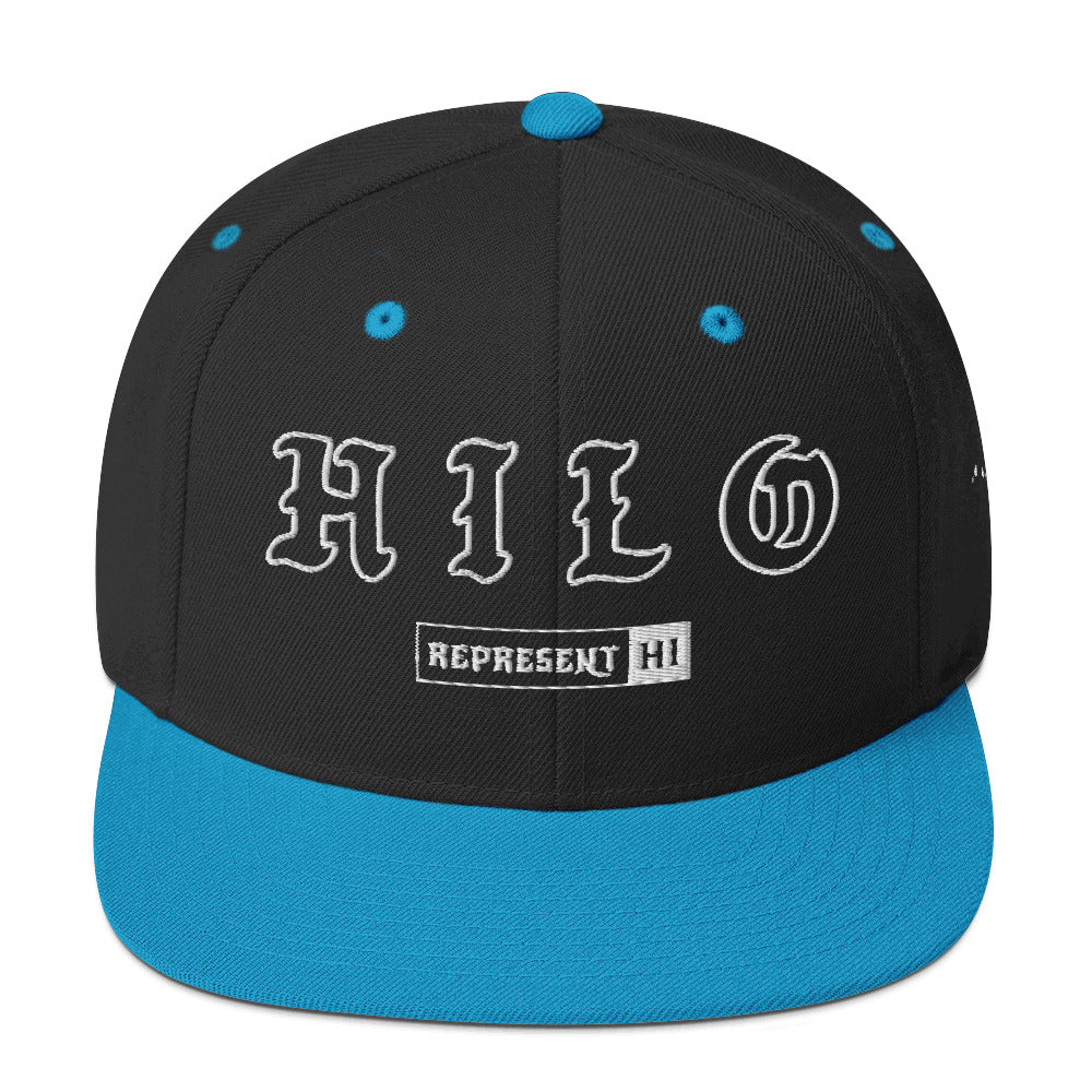 Hilo Snapback Hat — Black/ Teal — front view