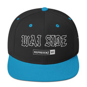 Wai Side Snapback Hat — Black/ Teal — front view
