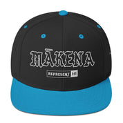 Mākena Snapback Hat — Black/ Teal — front view