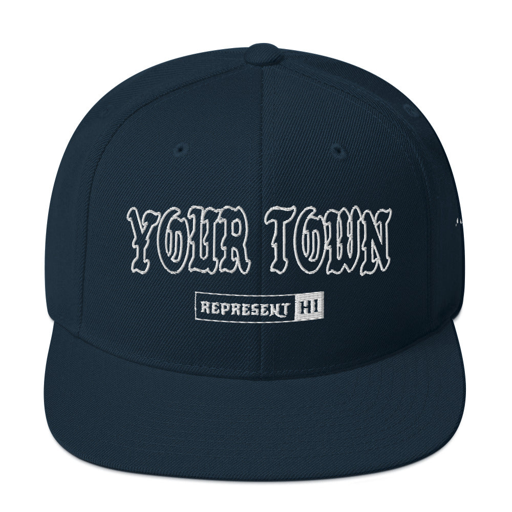 YOUR TOWN custom REPRESENT snapback — Dark Navy