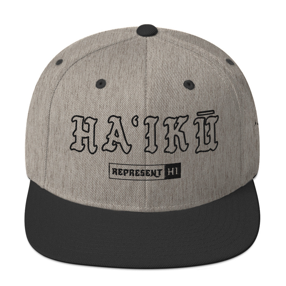 HaʻIkū Snapback Hat — Heather/Black — front view