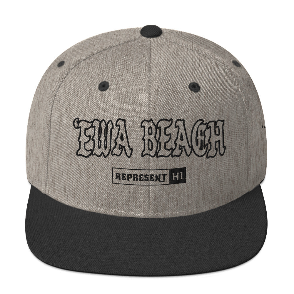 ʻEwa Beach Snapback Hat — Heather/Black — front view