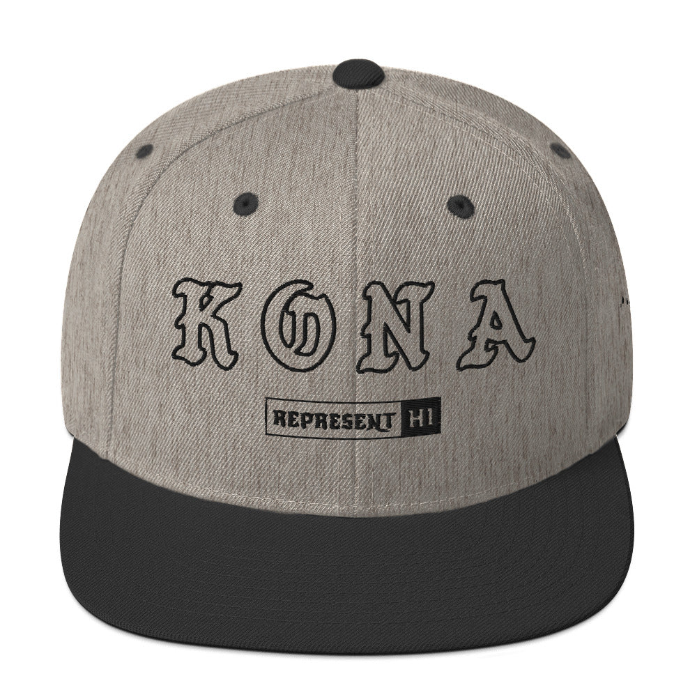 Kona Snapback Hat — Heather/Black — front view