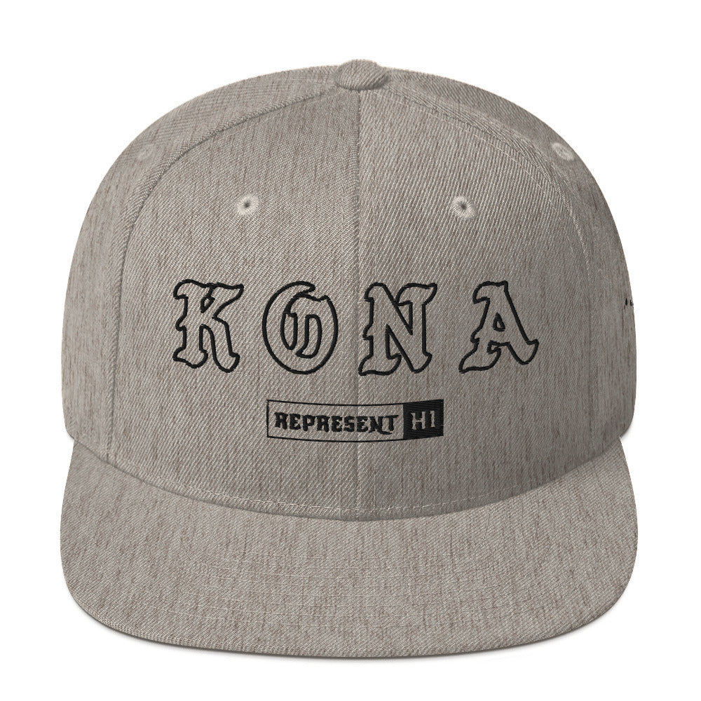 Kona Snapback Hat — Heather Grey — front view