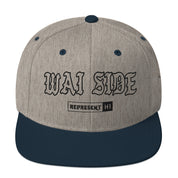 Wai Side Snapback Hat — Heather Grey/ Navy — front view