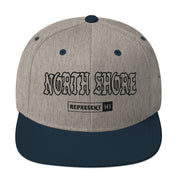 North Shore Snapback Hat — Heather Grey/ Navy — front view