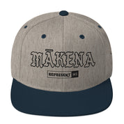 Mākena Snapback Hat — Heather Grey/ Navy — front view