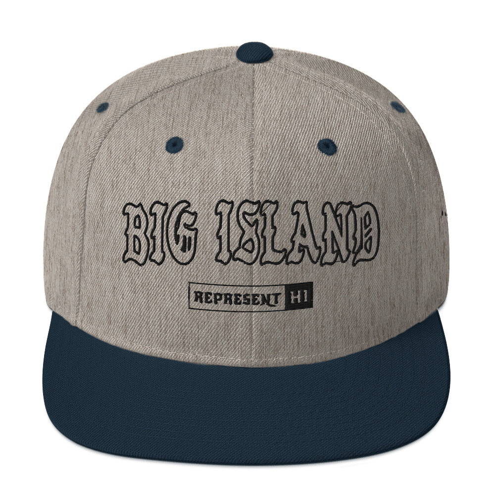 Big Island Snapback Hat — Heather Grey/ Navy — front view
