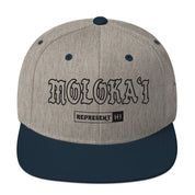 Molokaʻi Snapback Hat — Heather Grey/ Navy — front view