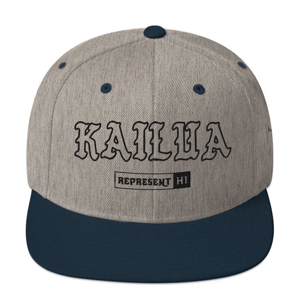 Kailua Snapback Hat — Heather Grey/ Navy — front view
