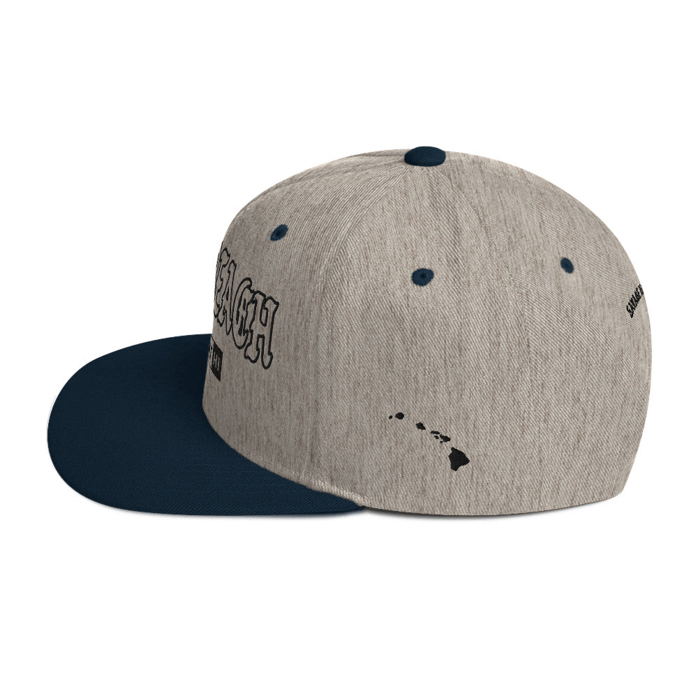 ʻEwa Beach Snapback Hat — Heather Grey/ Navy — left side view