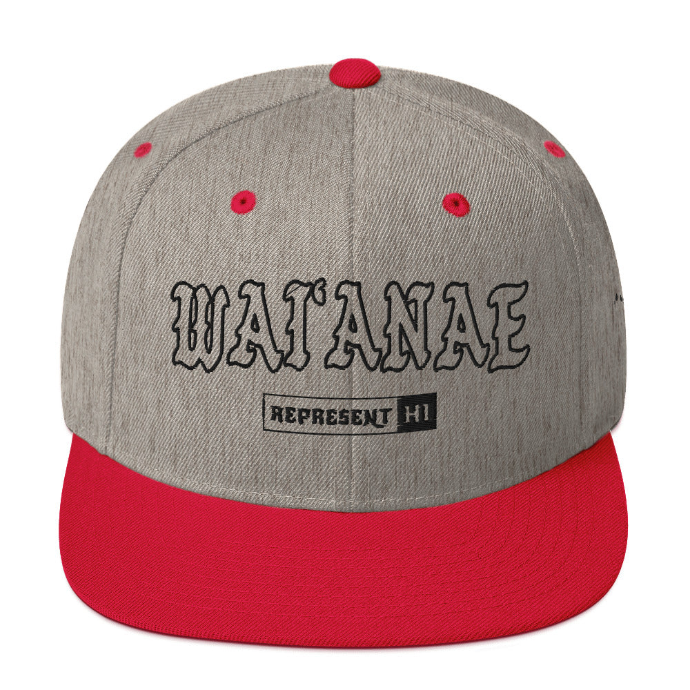 WaiʻAnae Snapback Hat — Heather Grey/ Red — front view