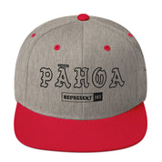 Pāhoa Snapback Hat — Heather Grey/ Red — front view