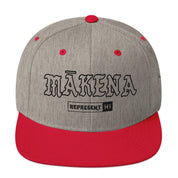 Mākena Snapback Hat — Heather Grey/ Red — front view