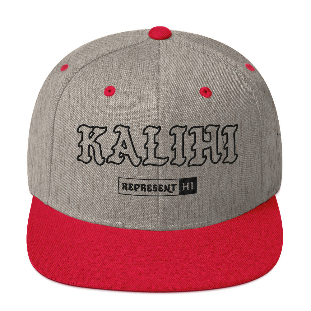 Kalihi Snapback Hat — Heather Grey/ Red — front view