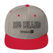 Big Island Snapback Hat — Heather Grey/ Red — front view