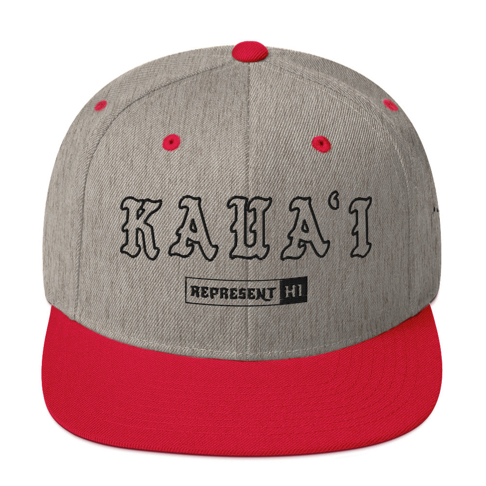 Kauaʻi Snapback Hat — Heather Grey/ Red — front view