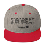 Molokaʻi Snapback Hat — Heather Grey/ Red — front view