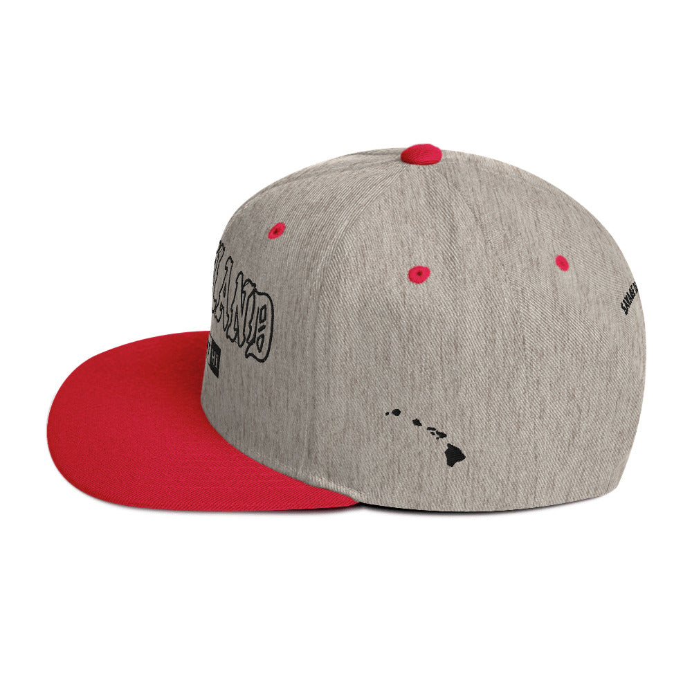 Big Island Snapback Hat — Heather Grey/ Red — left view