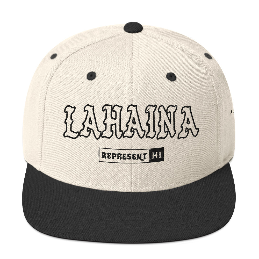 Lahaina Snapback Hat — Natural/ Black — front view