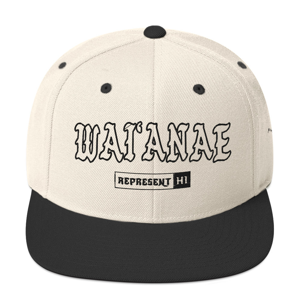 WaiʻAnae Snapback Hat — Natural/ Black — front view