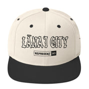 LānaʻI City Snapback Hat — Natural/ Black — front view