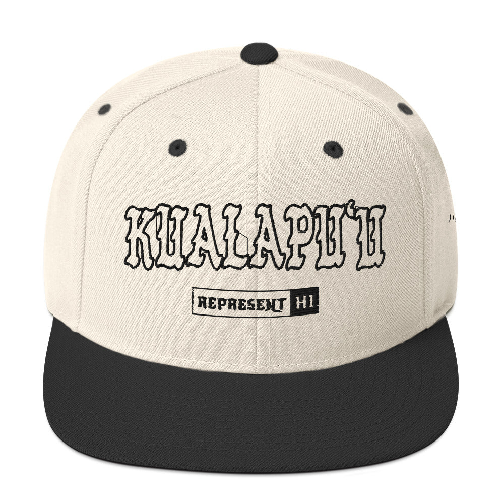 KualapuʻU Snapback Hat — Natural/ Black — front view