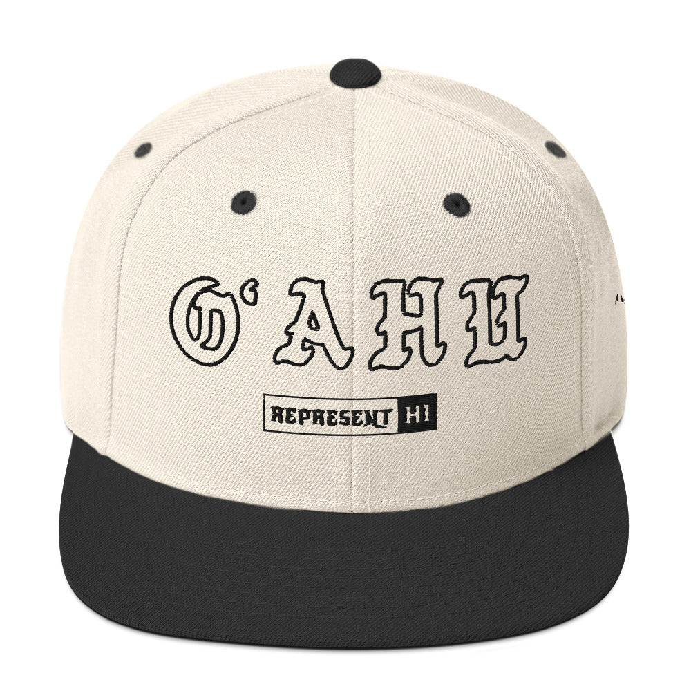 Oʻahu Snapback Hat — Natural/ Black — front view