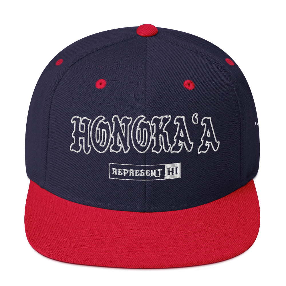 HonokaʻA Snapback Hat — Navy/ Red — front view