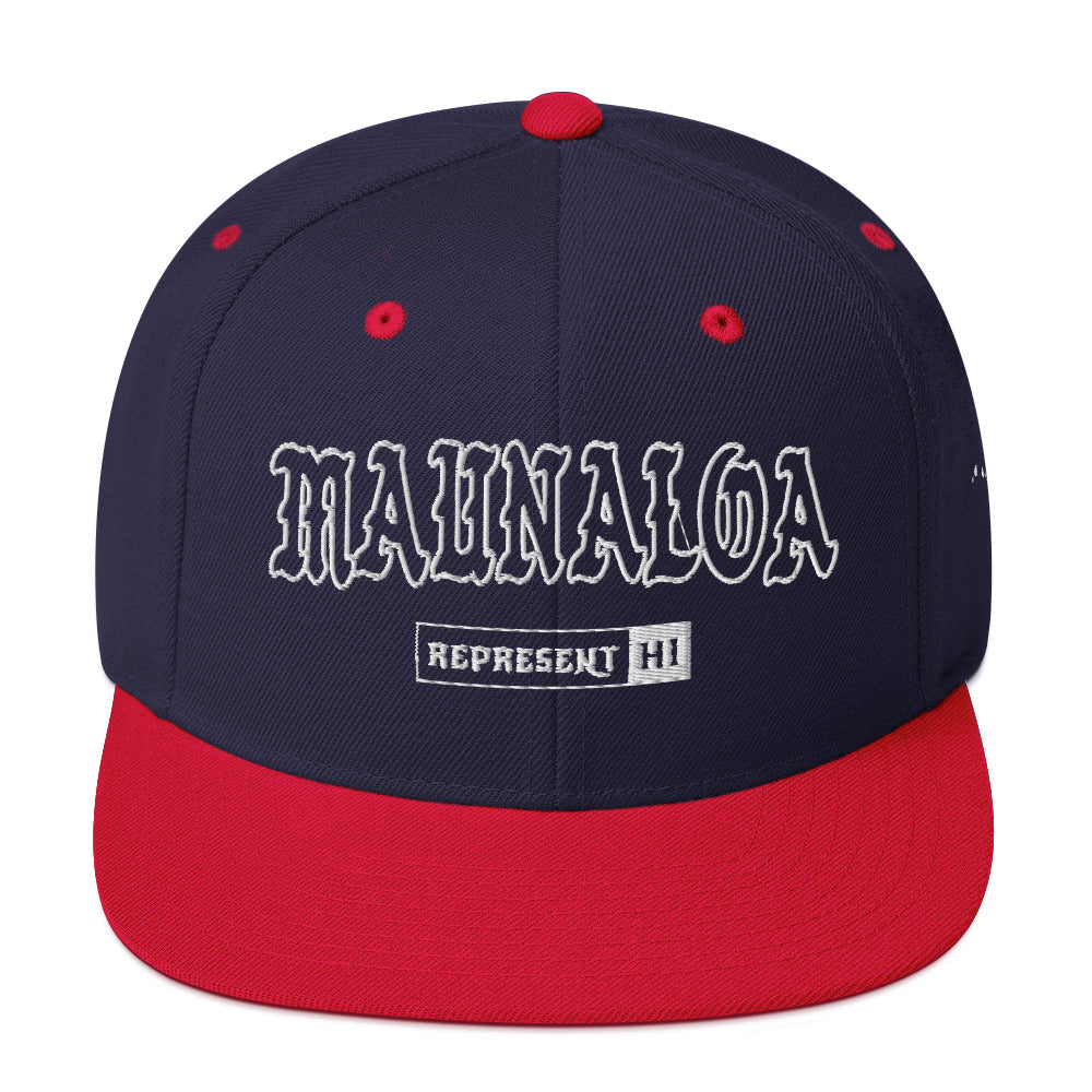Maunaloa Snapback Hat — Navy/ Red — front view