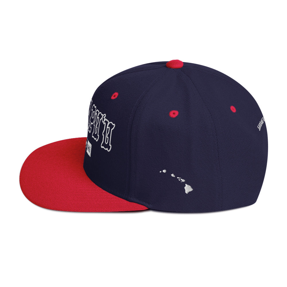 KualapuʻU Snapback Hat — Navy/ Red — left side view