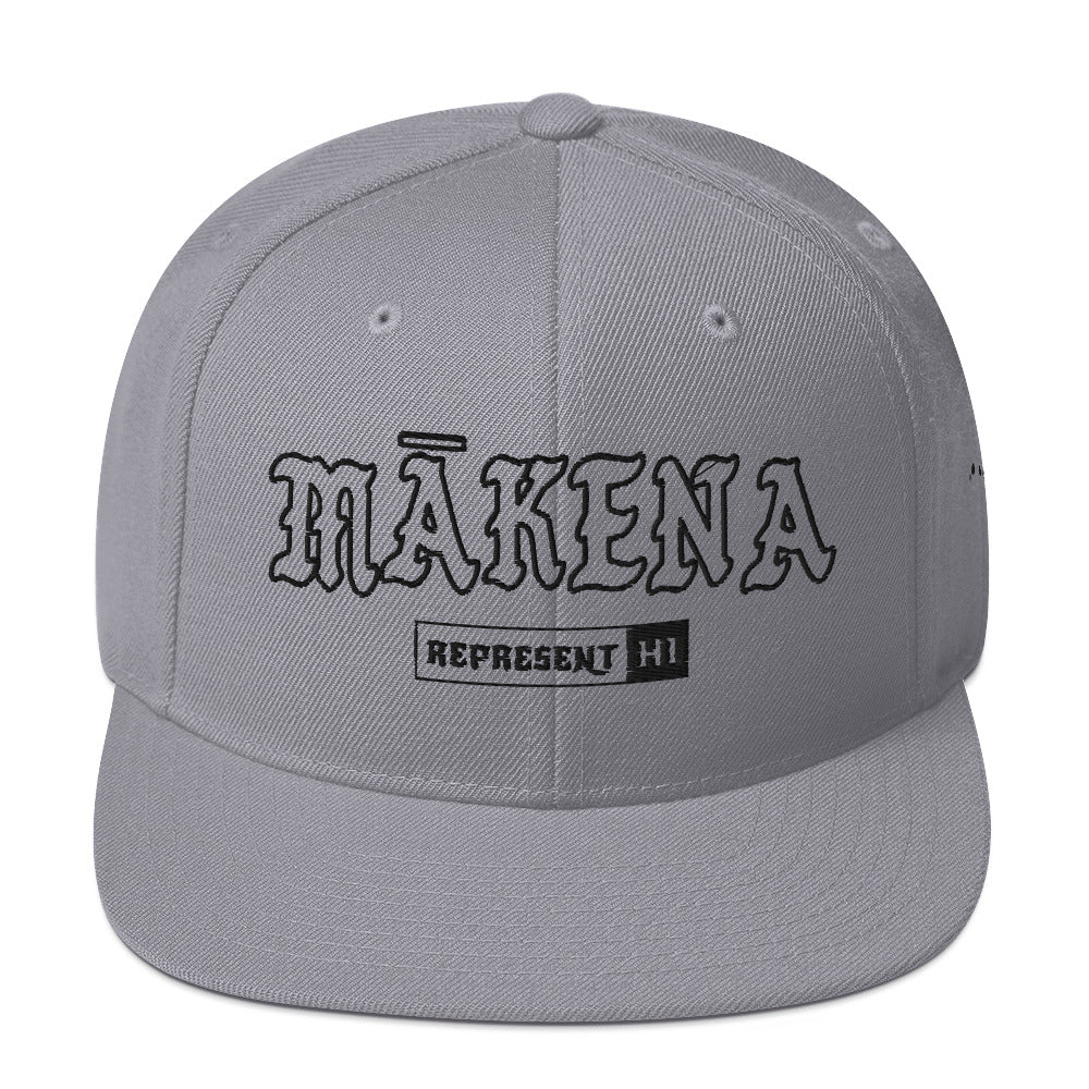 Mākena Snapback Hat — Silver — front view