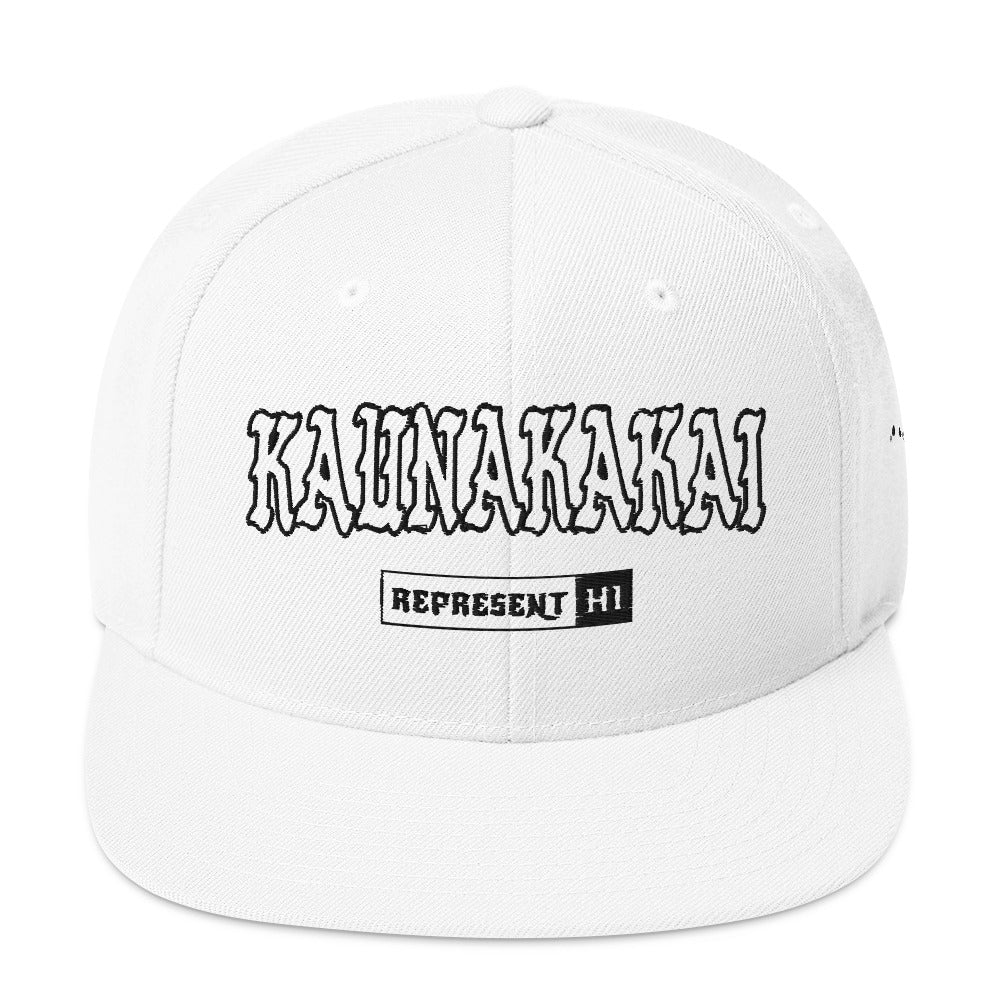 Kaunakakai Snapback Hat — White — front view